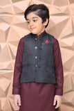 Premium fabric (SELF-DESIGN JAMAWAR ) waistcoat BLACK JMW