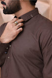 Premium fabric (DYED TEXTURED-CHAMBRAY) kameez shalwar B-BROWN