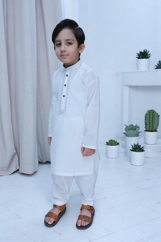 Boys Wash n Wear Kameez Shalwar Off White