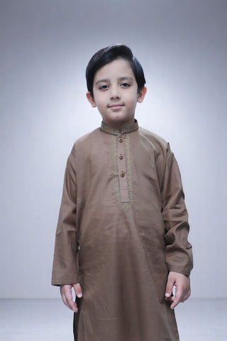 Boys Wash n Wear Kameez Shalwar Brown