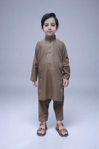 Boys Wash n Wear Kameez Shalwar Brown