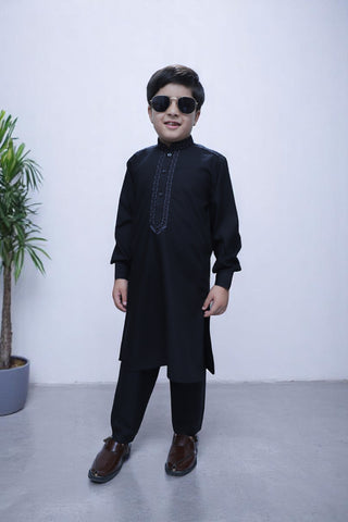 Boys Wash n Wear Kameez Shalwar Black