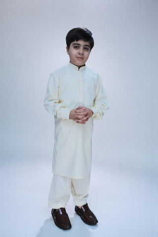 Boys Wash n Wear Kameez Shalwar Cream