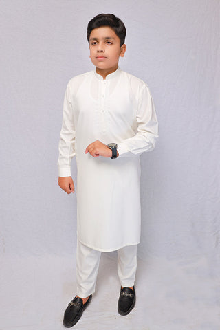 Boy Embroidered Kameez Shalwar White