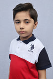 Kids Collared Polo Shirt White- Red