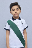 Kids Collared Polo Shirt White Green