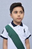 Kids Collared Polo Shirt White Green