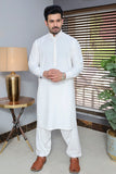 Men Blended Wash-n-Wear Kameez Shalwar White