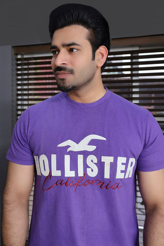 Men round neck  T-shirt Purple