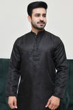 Men Jamawar Kurta Black