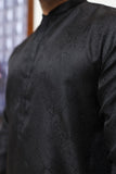 Men Jamawar Kurta Black