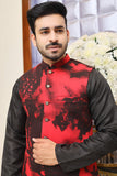 Men Premium Printed Waistcoat Red