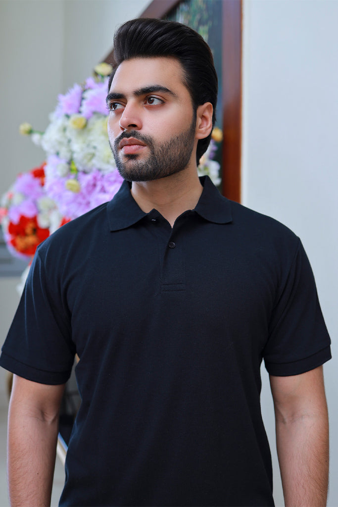 Men Short Sleeve Polo Shirt Black – SaeedAjmal