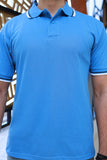 Men Short Sleeve Polo Shirt Sky Blue