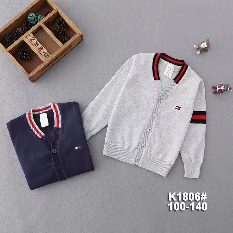 Kid Full Sleeves Button Down Jersey Navy&Grey
