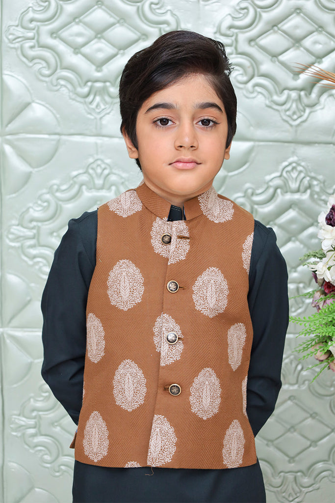 Premium fabric (SELF-JACQUARD) waistcoat Brown