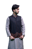 Men Waistcoat Embroidered Black