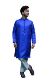 Mens Jamawar Kurta Blue