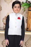 Premium fabric (SELF-DESIGN JAMAWAR ) waistcoat WHITE
