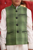 Boy Printed-check Waistcoat Green