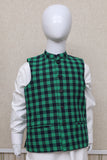 Boy Check Waistcoat Green