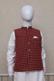 Boy Check Waistcoat Red