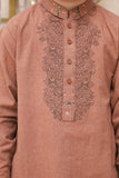 Boy Khaddar Kameez Shalwar Printed Neckline Brown