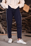 Trousers With An Elastic Waistband And Adjustable Drawstrings Navy
