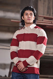 Long Sleeve Collared Polo Shirt With Front Button Fastening Red-Skin