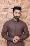 Premium fabric (DYED TEXTURED-CHAMBRAY) kameez shalwar B-BROWN