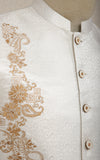 Men Premium Embroidered Waistcoat Off-White
