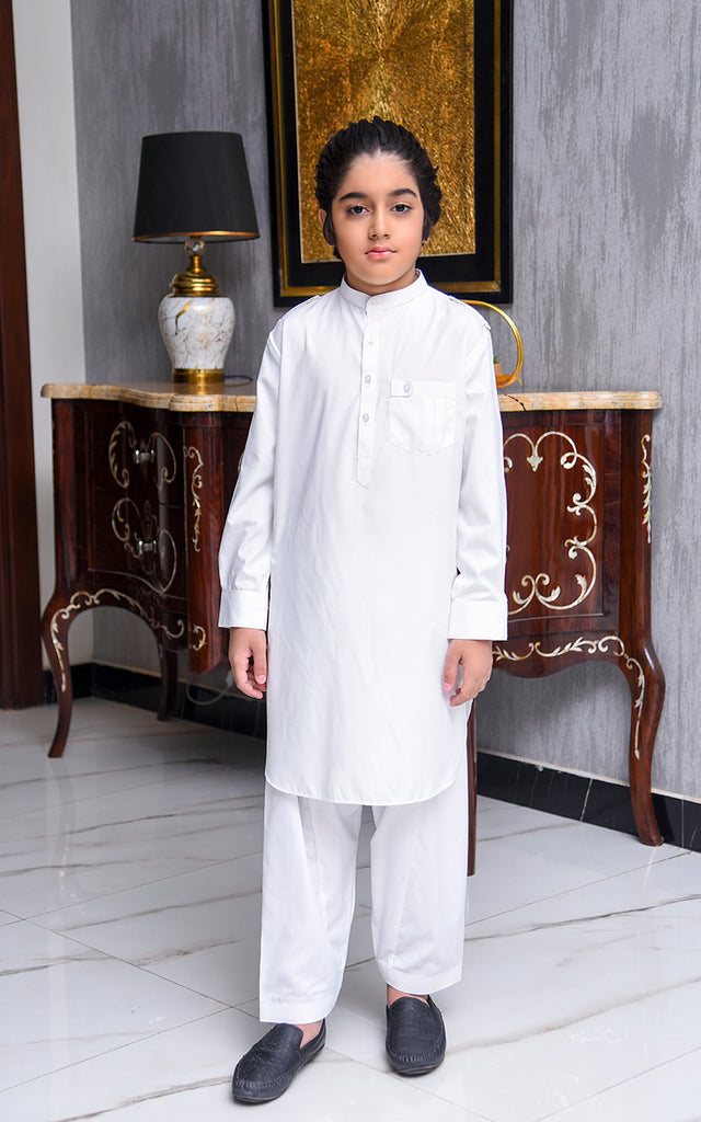 Boys Premium Wash n Wear Kameez Shalwar White