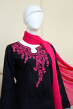 Embroided 3 Piece With Side Tapetrouser And Shafon Dupatta