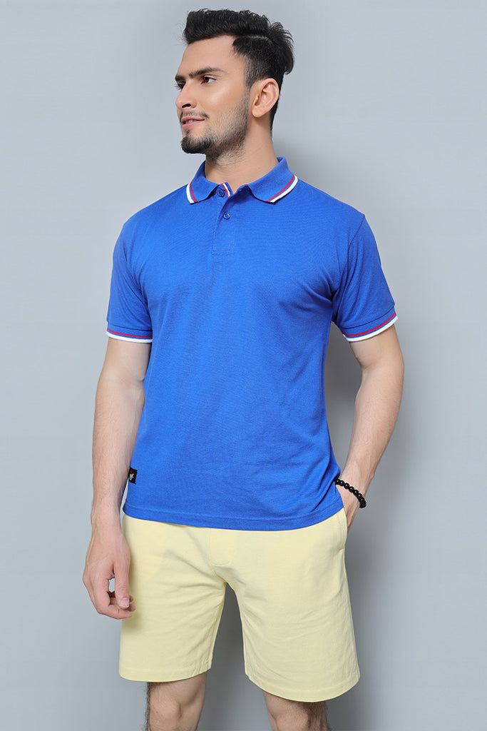 Men Short Sleeve Polo Shirt Blue