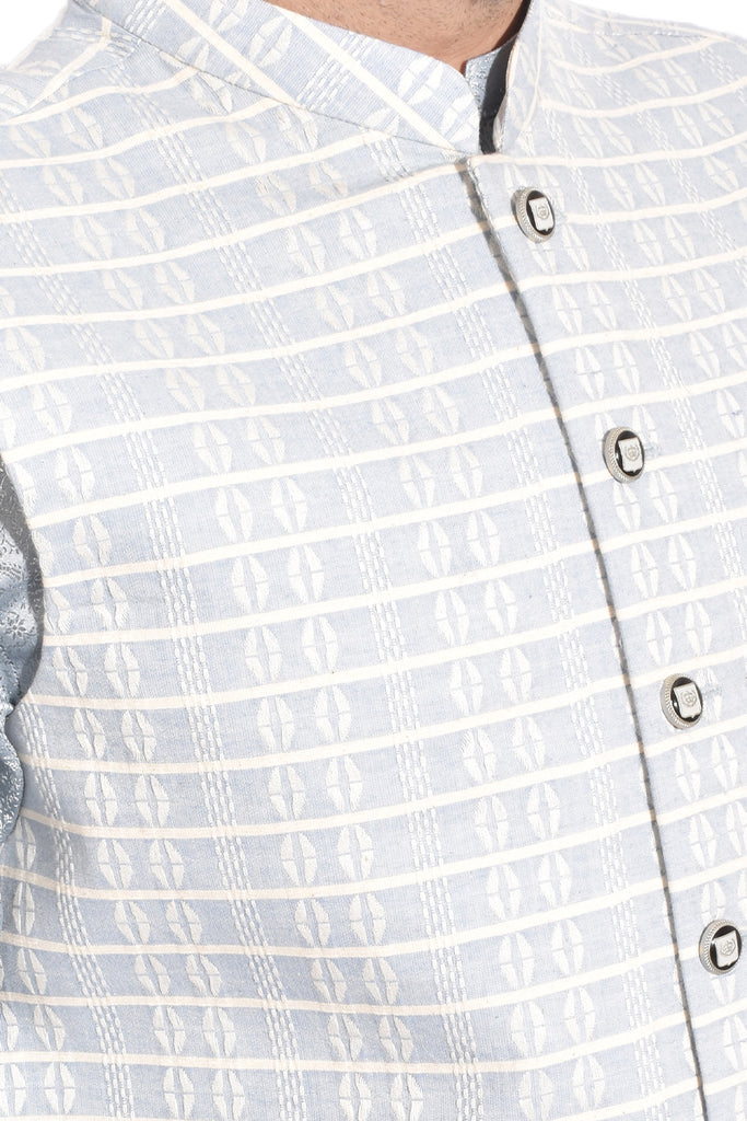 Men Premium Embroidered Waistcoat White