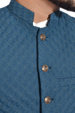 Men Self Design Waistcoat Turquoise