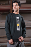 Men Long Sleeve Sweatshirt With A Round Neckline And Ribbed Trims Green