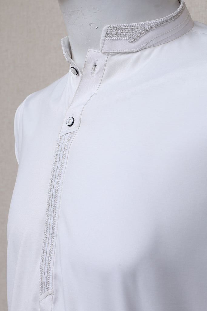 Men Premium Embroidered Shalwar Kameez White