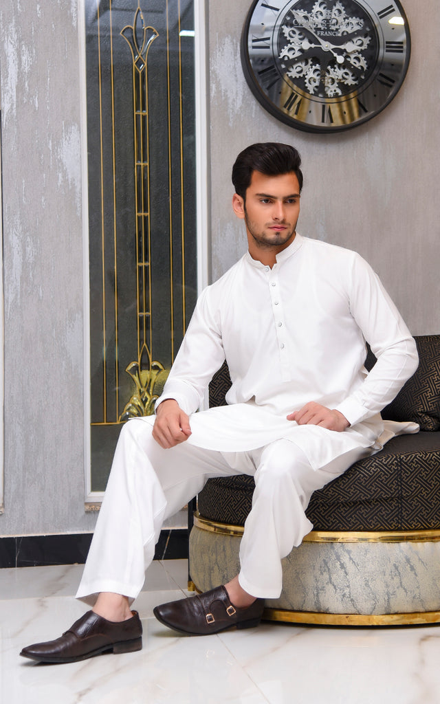 Men Premium Shalwar Kameez Off-White