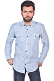 Textured Slub Blue Casual Shirt For Mens