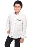 Boys White Casual Shirt With Round Band Style