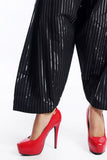 Women Jacquard Trouser Black