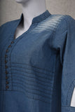Women Denim Kurti with cut Opening Sleeve Blue