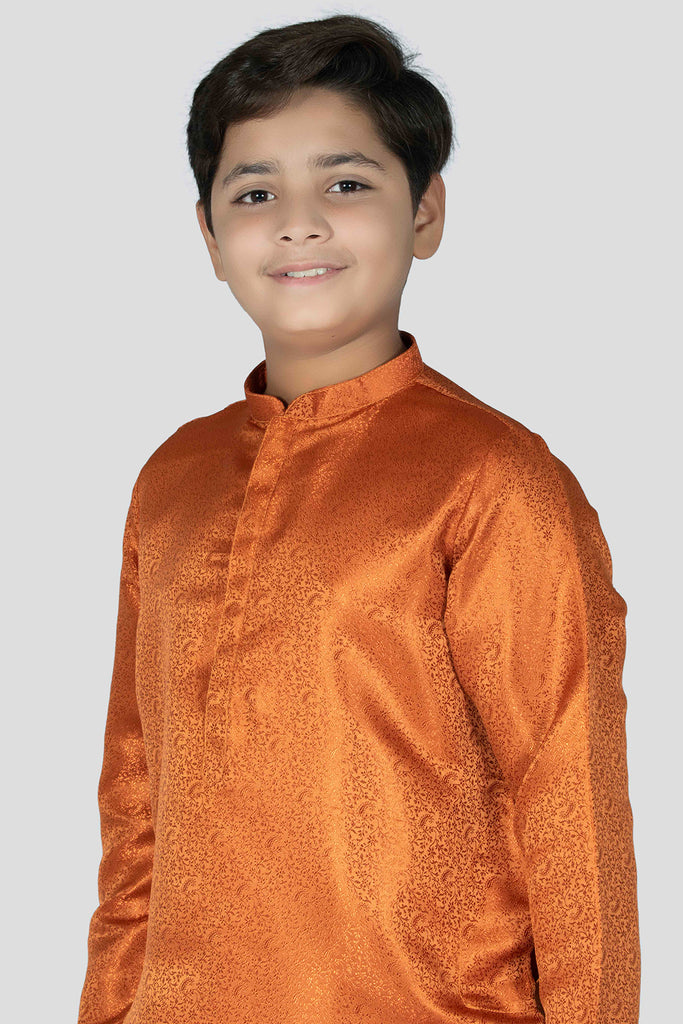 Boy Premium Jamawar Kurta Orange